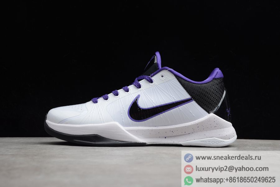 Nike Kobe 5 Protro WhiteBlack-Varsity Purple 386429-101 Men Basketball Shoes